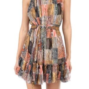 Zimmermann Ninety Six Smock Short Dress Patchwork Paisley